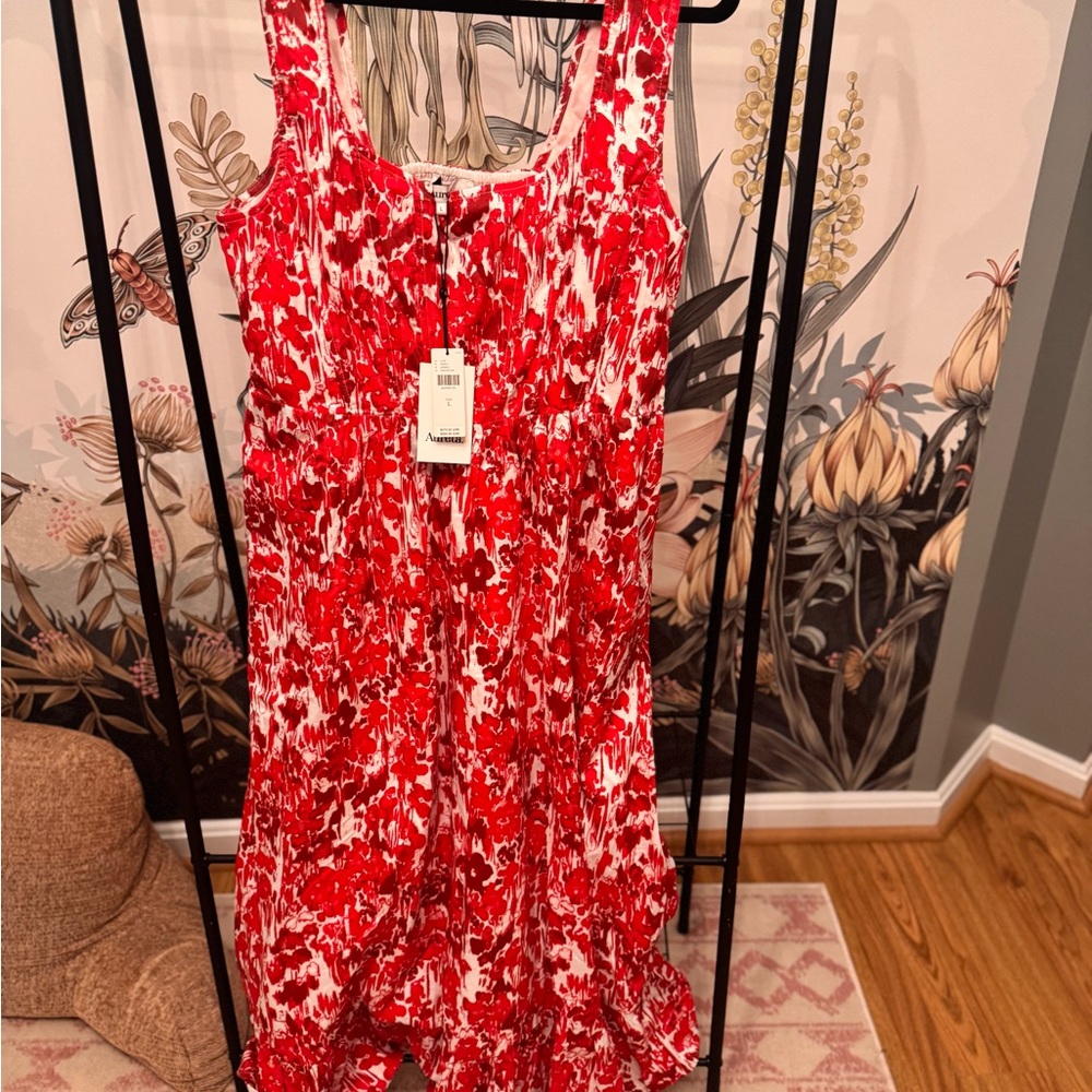 Vibrant Red and White Floral Maxi Dress